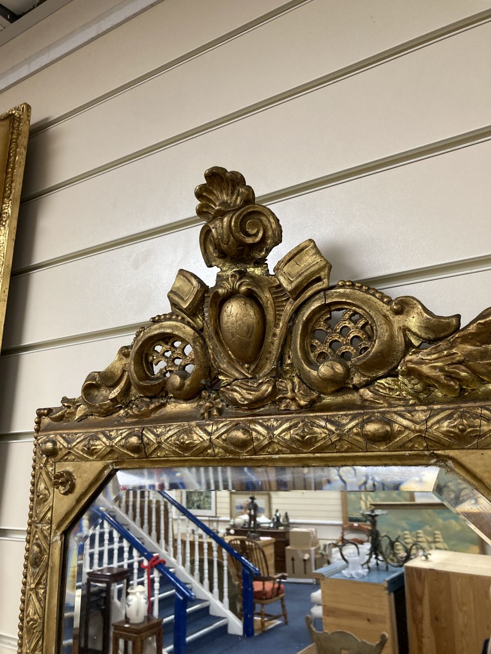 A Victorian giltwood and gesso wall mirror, width 50cm height 90cm